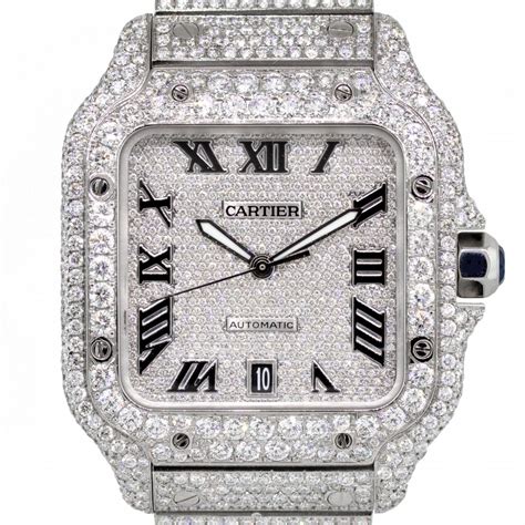 diamond encrusted cartier watch|fully diamond watch.